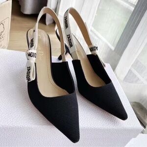 Dior Black and White Slingback Heels